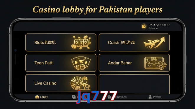 Lobby view of Jq777 for Pakistan users